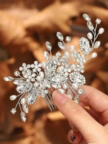 1 件奢华水钻镶嵌复古宫廷风格头饰，手工珍珠发夹，新娘婚礼饰品，适合婚礼、派对、情人节礼物等。
