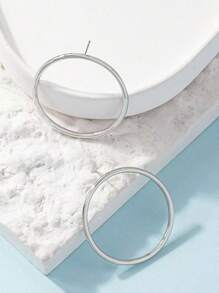 1 Pair Geometric Hoop Earrings, Women Accessories