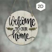 Rustic Wooden Welcome Sign - Farmhouse Holiday Wall Decor, Suitable For Home, Garden, Bar, Office - Indoor & Outdoor Use, Random Hole Style - Multicolor - View 6