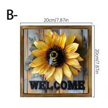 1 st. Rustiek Welkomstbord Met Gele Bloemen En Bijen - Houten Frame, Multifunctionele Seizoensdecoratie, Gemakkelijk Op Te Hangen Huisdecoratie, Lentedecoratie, Paasdecoratie, De Beste Cadeaukeuze Voor Vrienden