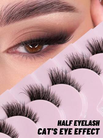 GROINNEYA 10 Pairs Half Lashes Clear Band Eyelashes Cat Eye False Eyelashes Short Soft 3d Faux Mink Eyelashes Soft Natural Makeup(10B-1) Strip Lashes, Lashes, Eyelashes, Fake Lashes