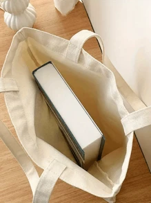 1pc "Wave To Earth Summer Flows" Pattern Retro Record Graphics Canvas Tote Bag, Reusable Shopper Bag For Men And Women, Canvas Top Handle Bag Hand Bag Print Shoulder Bag - Multicolor - View 6