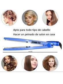 Kit Combo Plancha De Cabello Rizador Con Peine Nano Titanium - Azul - Ver 2