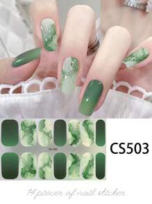 14pcs Self-Adhesive Nail Polish Strips, Marble Pattern Full Wrap Nail Art Stickers, Hot Stamping Stripes Marble Nail Art, Waterproof And Long-Lasting Easy To Use, Suitable For Ladies Women, Party Casual Scene Nails Nail Supplies - Follow Your Heart - View 32