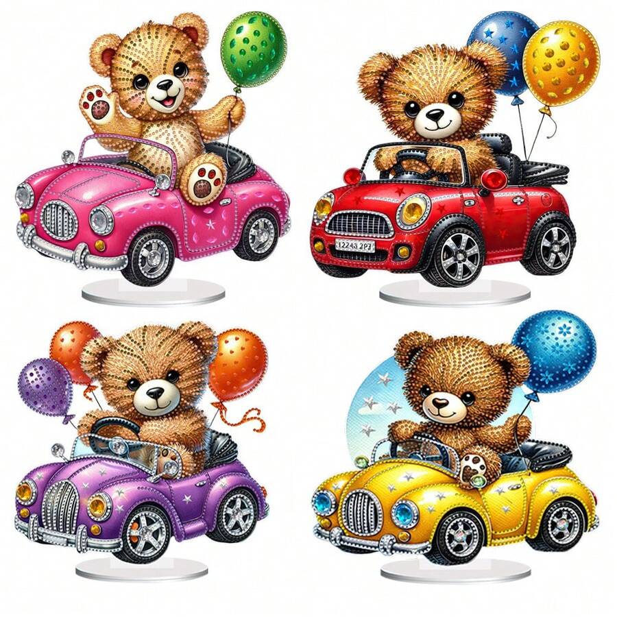 DIY Diamentowe Malowanie Akrylowe Dekoracje Pulpitu - Samochód Balon Miś