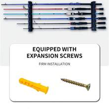 ROLLFISH Fishing Rod Storage Rack 6 Holes Wall-Mounted Fishing Pole Holder Bracket Vertical & Horizontal Display Fixed Frame - EVA Horizontal - View 6