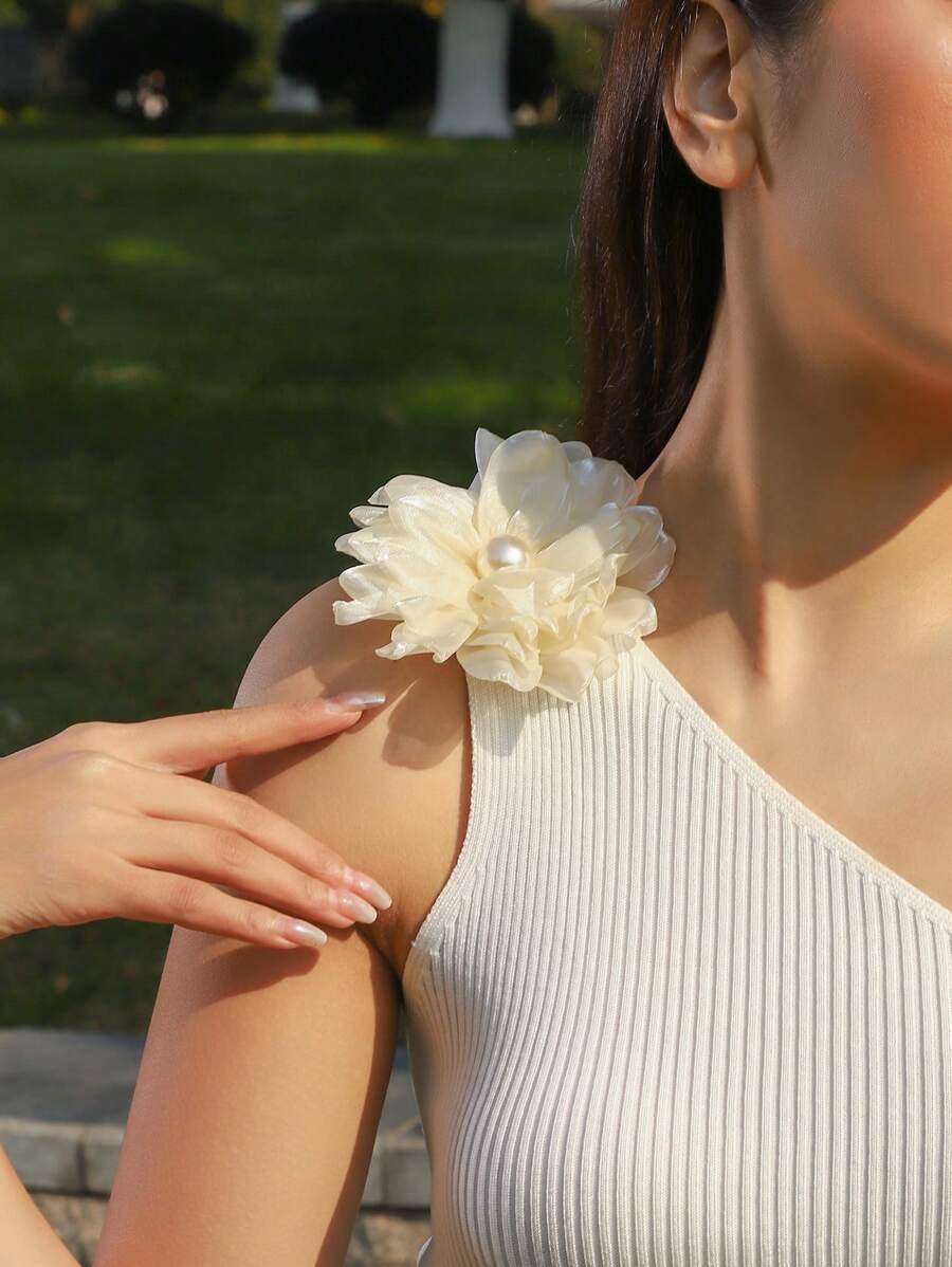 1 pieza Broche de flor hecho a mano de estilo bohemio, elegante y bonito, diseño único de broche floral de peonía, decoración lujosa francesa elegante para verano, diario, vacaciones, boda, San Valentín, fiesta nupcial