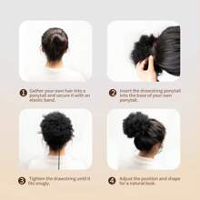 4/6/8 Inch Afro Puff Drawstring Ponytail Short Kinky Curly Afro Ponytail Hair Puffs 1pc - Natural Black - View 8