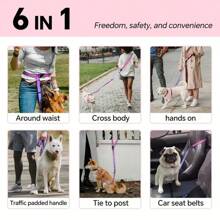 AKAPET Fashionable Multifunctional Dog Traction Rope, 5-7.5 Feet Dog Bungee Jumping Leash, Retractable Reflective Dog Leash, Outdoor Dog Walking Liberates Hands