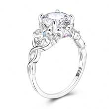 闪亮旋转木马爱心戒指 - 925 纯银奢华戒指，具有双重象征意义，是女性周年纪念、订婚、情人节礼物的精美珠宝 - 旋轉木馬愛心戒圈 - 查看 1