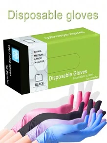 Guanti monouso in nitrile, adatti per entrambe le mani, perfetti per cucina, lavastoviglie, pulizie, salone di bellezza, tintura dei capelli, hotel, impermeabilizzazione, pulizia, lavanderia e lavorazione alimentare acquacoltura, uso domestico e strumenti per la creazione di resina, colori disponibili: rosa, bianco, viola, nero. - Multicolore - Visualizzare 3