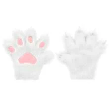 Furry Fur Cat Wolf Fox Dog Fluffy Animal Paws Claws Gloves Mittens Hands Costume Cosplay For Kids Halloween