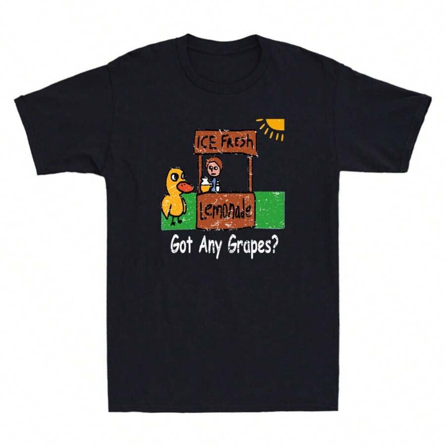 Ice Fresh Lemonade Got Any Grapes Duck Funny Quote Graphic Vintage 's T-Shirt - Black - View 1