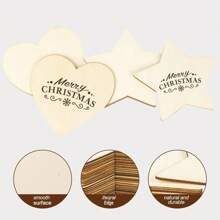 50PCS Unfinished Blank Wood Pieces, 4 Inch Natural Wooden Cutouts Ornaments For DIY Crafts Projects And Christmas Party Wedding Decoration(Star Shape)