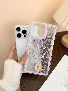 Ditsy Floral 装饰有花链新款编织边缘时尚柔软保护手机壳兼容 16/16 Pro Max、 15、新款 14/12 Pro Max/13 Pro Max/14 Pro Max，编织边缘 Ditsy Floral 防震创意手机壳兼容 柔软硅胶防摔手机壳兼容 XS 防水防刮 - 彩色 - 查看 5