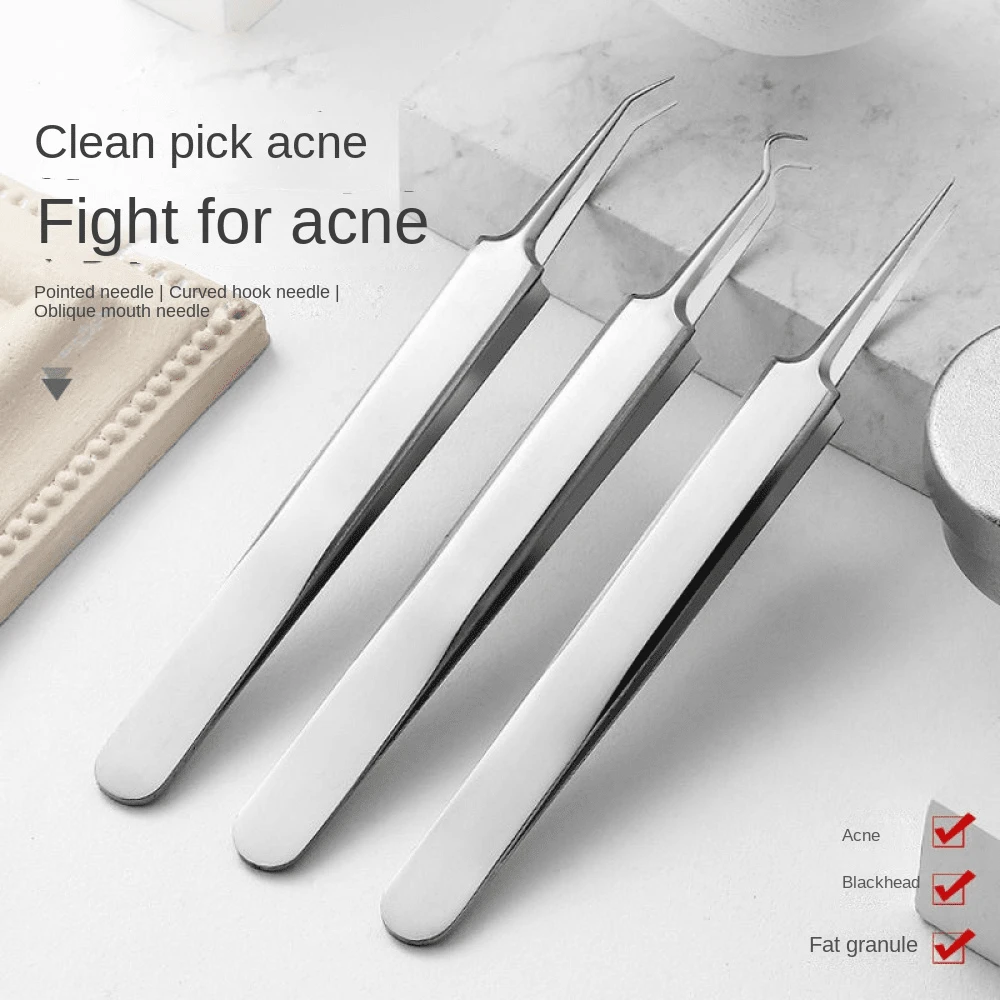 1pc Stainless Steel Blackhead Remover Tweezer, Pimple Comedone Extractor Tool For Home Use - Multicolor - View 1
