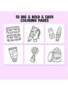 1PC Adult And Children's Coloring Books, Bold And Simple Designs, Simple Yet Bold, Suitable For Relaxation, Including Cosmetics And Skincare (Bold And Simple Coloring),Back To School,School Supplies