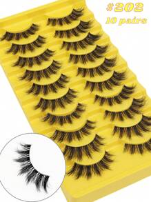 10 pares de pestañas postizas de estilo manga, de mink falso, naturales y completas. Pestañas voluminosas con efecto ojos de gato, esenciales de viaje y maquillaje