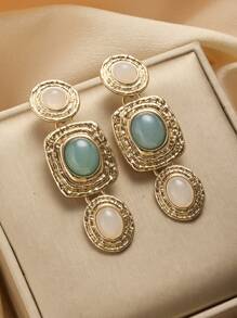 1 Pair European Style Geometric Long Earrings, Exaggerated Design With Chic And High-End Vibe - Multicolor - View 3