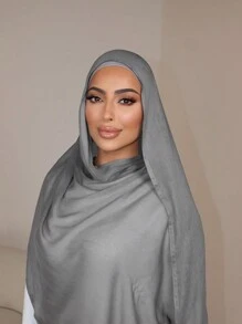 1 Khăn trùm đầu bằng vải viscose trơn màu cỡ nhỏ dành cho nữ, khăn trùm đầu mềm mại viền rộng dành cho người Hồi giáo, khăn choàng che mặt đa năng chống nắng, khăn trùm đầu Hijab, thích hợp để mặc hàng ngày cho trang phục - Khăn trùm đầu rộng vành nhỏ - Xem 8
