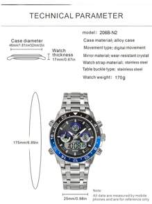 Relojes para hombres JOEFOX, con doble pantalla clara, banda de acero duradera y precisa, resistente al agua, alarma, fecha, relojes analógicos para hombres con banda de acero inoxidable - Azul - Ver 5