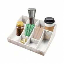 kangten Wood Spice Rack Kitchen Organizer Spice Organizer With 9 Compartments Seasoning Holder Salt Organizer - White - View 1