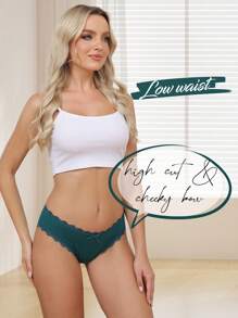 6 Packs Multicolor Women's Briefs Bikini Underwear Soft Low Waist Panties Cheeky Lace Women Underpants S-XXL - 彩色 - 查看 3