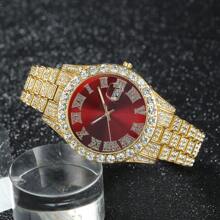 4 件女士时尚简约石英表与珠宝套装，包括手表、项链、手链和戒指（无盒） - 金色 - 查看 3