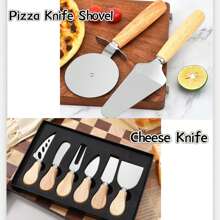 奶酪刀套装，木柄黄油涂抹器套装，适用于奶酪、冷黄油、果酱、蛋糕等厨房日常使用的黄油刀，婚礼和圣诞礼盒