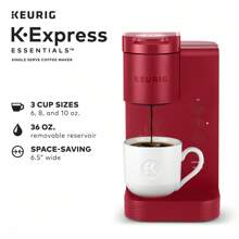 Express Essentials Single Serve Pod Coffee Maker, Red - Burgundy - View 2