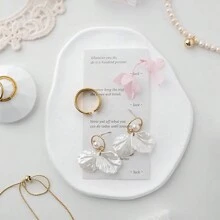 1pc/2pcs Matte Gypsum Jewelry Trays, Gypsum Display Stand For Necklaces, Earrings, Rings, Elegant Accessories Organizer, White, Nordic Style Asymmetrical Shaped Jewelry Tray For Storing Jewelry, Keys, Incense And More Gifts Women Girls Back To School