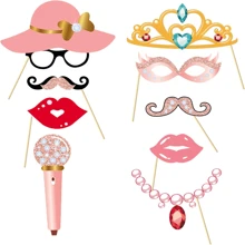 33 pièces de kit de props de cabine photo d'anniversaire pailletée or rose, kit de props photo d'anniversaire drôle et heureux pour femmes avec bâtons, décorations de fête d'anniversaire avec fournitures, Noël