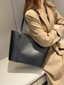 Fashion Solid Color Large Capacity Shoulder Tote Bag