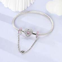 1 pieza Dije de color plateado exquisito con circonita, diseños de palmas, ojos, sol, luna, colibrí, mariposa, infinito, lazo y nudo, cierre de silicona seguro con cadena, adecuado para hacer pulseras, collares y dijes de joyería DIY para mujer y niña como accesorio diario