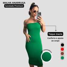 Kit 2 Vestido Midi Feminino Confortável Moda Casual Tubinho Elegante