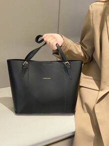 Fashion Solid Color Large Capacity Shoulder Tote Bag