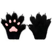 Furry Fur Cat Wolf Fox Dog Fluffy Animal Paws Claws Gloves Mittens Hands Costume Cosplay For Kids Halloween