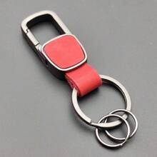 Customizable Engraving Matte Cowhide Genuine Leather Cross-Border DIY Keychain Pendant, Zinc Alloy Car Accessory
