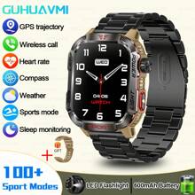 1pc GUHUAVMI 2024 New Outdoor GPS Trajectory Smart Watch Men, 2.01 Inch (5.1cm) HD Full Touch Screen, With Wireless Calling, Voice Assistant, Message Push, Compass, 100+Sports Mode Wristband, 600mAh Battery, LED Flashlight Function, Heart Rate And Blood Oxygen Monitoring Watch, IP68 Waterproof Smart Watch Women, For Android&IOS