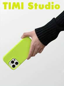2.0mm Thick Liquid Silicone Phone Case Compatible With IPhone Apple 16, 15, 14, 13, 12, 11 Pro Max & Galaxy S24U, S23, S22, S25 Series Full Body Protective Cover Waterproof Shockproof Anti-Fall Scratch Resistant - Fluorescent Green - View 3