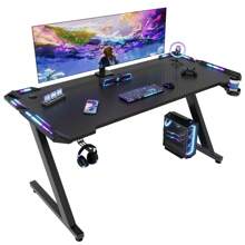 Devoko Gaming Desk, 80/120/140/160cm Gaming Table, Ergonomic Gamer Table Ergonomic PC Computer Table Stable Table With Cup Holder Black - Black - View 3