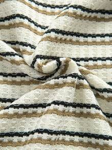 Men's Casual & Fashionable Short Sleeve Pullover, Soft & Comfortable Skin-Friendly Striped Breathable Knit Fabric Premium Design Summer Top - Apricot - View 6