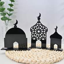 3 件 3D 月亮城堡亚克力镜面桌面装饰、节日家居装饰派对中心装饰、宰牲节装饰、开斋节准备、开斋节礼物、阿拉伯黑白开斋节装饰 - 黑色 - 查看 8