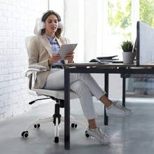 HOMEMAKE FURNITURE Silla Oficina ergonómica de Respaldo Alto con Soporte Lumbar Ajustable Altura reclinable descansabrazos Ajustables Silla Gamer sillas para Escritorio Silla ergonomica Gris - Gris - Ver 2