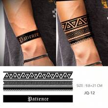 JKCODE TATTOO 双用途臂带纹身 - 黑色 - 男女/情侣几何图案临时纹身带，持久 3-7 天 - 黑色 - 查看 9