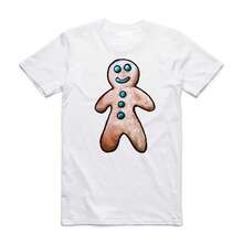 Playera galleta de jengibre impresión pecho Cuello Redondo Camiseta de algodón grueso 100 % de 220 g - Blanco - Ver 1