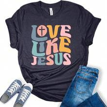 Womens Christian Shirts Cute Faith Graphic Tees Casual Religious Letter Print Short Sleeve Tshirts Summer Tops For Women - màu đen - Xem 1