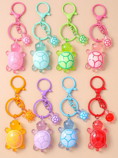 Chaveiro de tartaruga pequena fofa desenho animado animal pequeno mochila pingente de corrente de metal decoração para celular