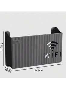 1 件壁挂式路由器收纳盒、办公室媒体装饰控制台、WiFi 盒、无线收纳盒、机架、支架、壁架 - 灰色 - 查看 2