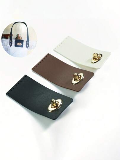 1 قطعة مشبك مربع قفل بإبزيم من النوع المتداخل - إكسسوار أساسي لصناعة المحافظ DIY، مشبك غالق يدوي لحقائب اليد وحافظات البطاقات DIY، بالألوان البني/الأبيض/الأسود مع زر بلون ذهبي، مصمم بشكل مثقب للاكسسوارات الأنيقة ، لوازم الحرف اليدوية | قطع غيار إكسسوارات الحقائب الزخرفية ، قطع غيار الحرف اليدوية